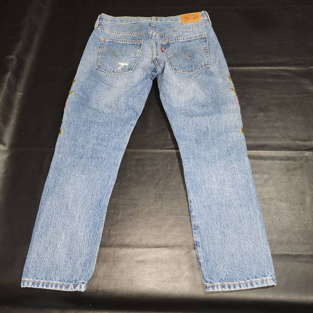 Levi's Womens 501 Embroidered Rose Distressed Button Fly Jeans 25 x 26 - Picture 2 of 5